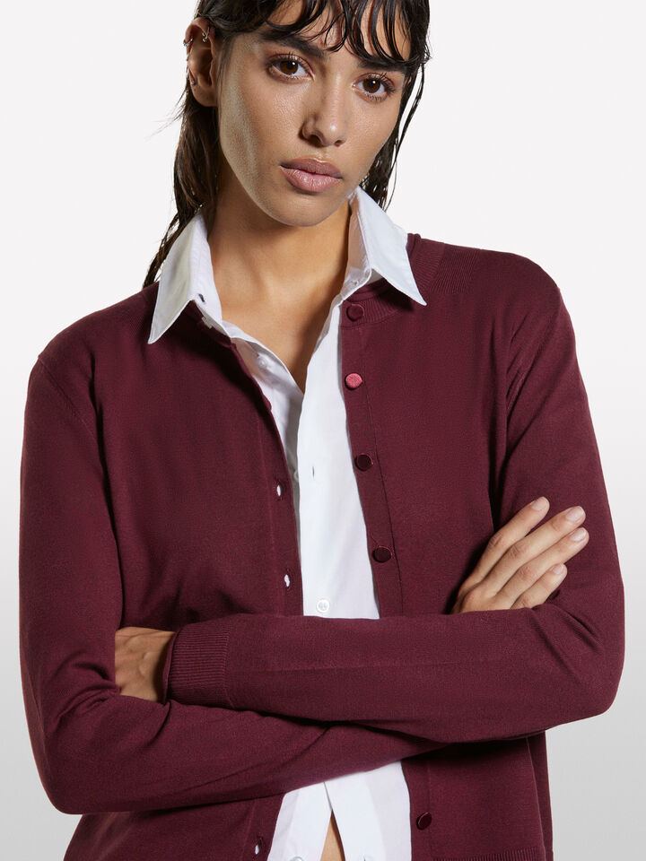 Burgundy regular fit cardigan - women's cardigans - Burgundy | Sisley image number 4